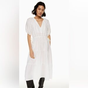 Aritzia White Linen Midi Dress